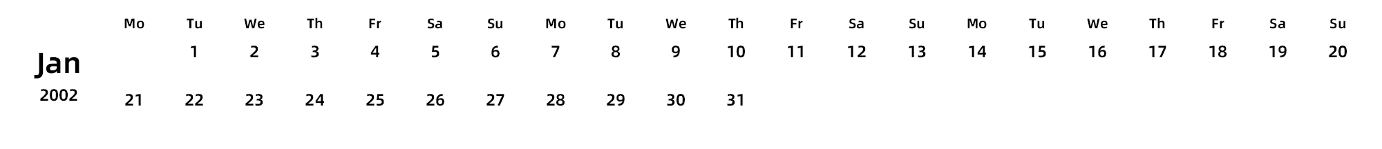 英文版 周一开始
