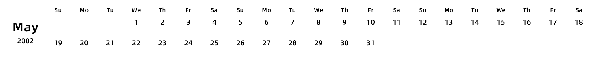 英文版 周日开始