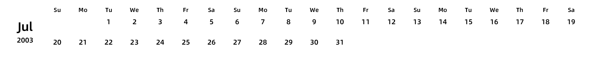 英文版 周日开始