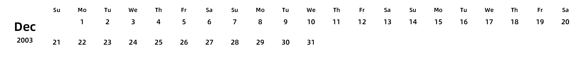 英文版 周日开始