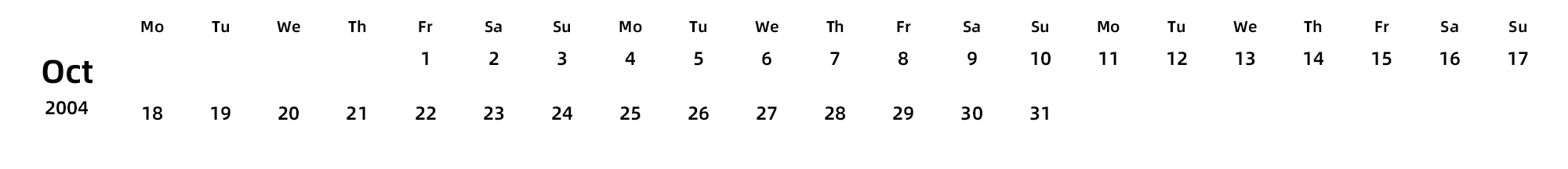 英文版 周一开始