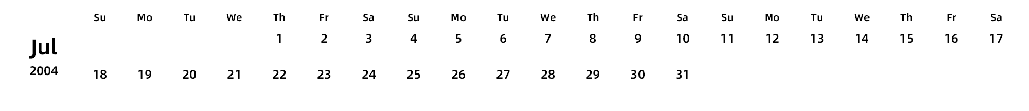 英文版 周日开始 带节假日调休安排