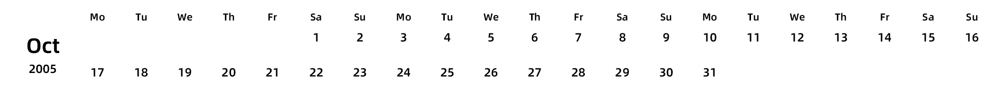 英文版 周一开始 带节假日调休安排