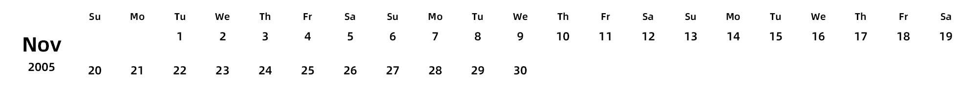 英文版 周日开始 带节假日调休安排