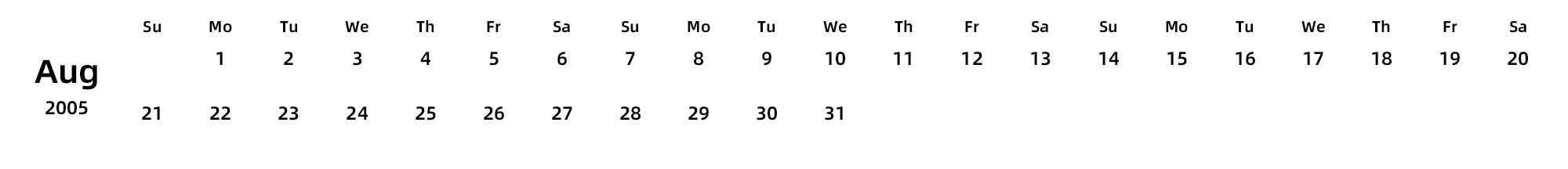 英文版 周日开始