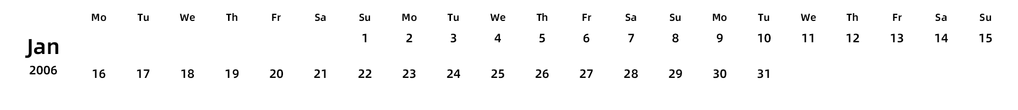 英文版 周一开始 带节假日调休安排