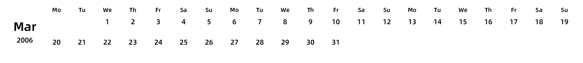 英文版 周一开始 带节假日调休安排