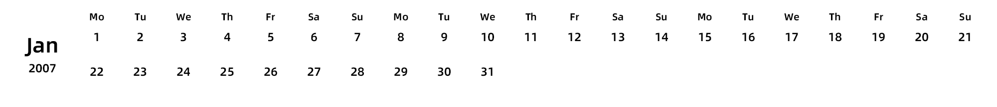 英文版 周一开始