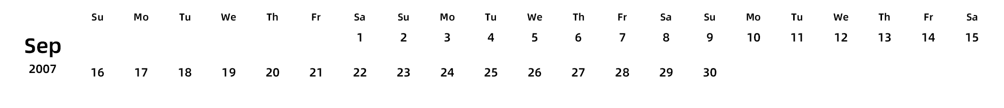 英文版 周日开始 带节假日调休安排