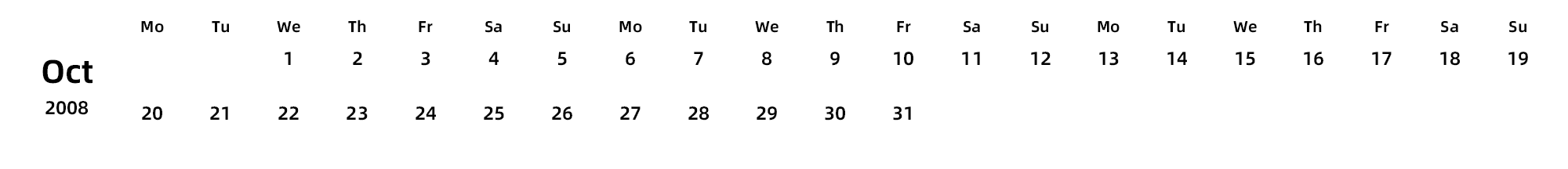 英文版 周一开始 带节假日调休安排