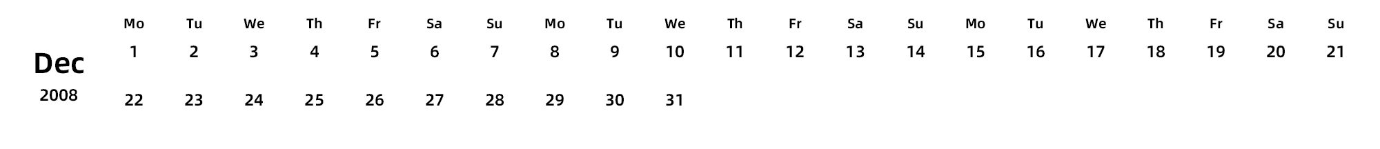 英文版 周一开始 带节假日调休安排