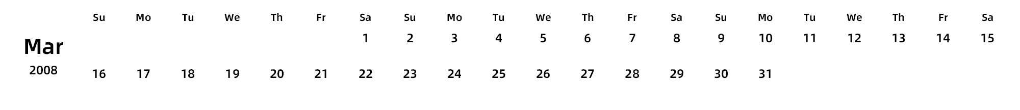 英文版 周日开始