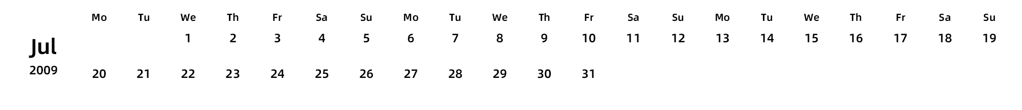 英文版 周一开始 带节假日调休安排