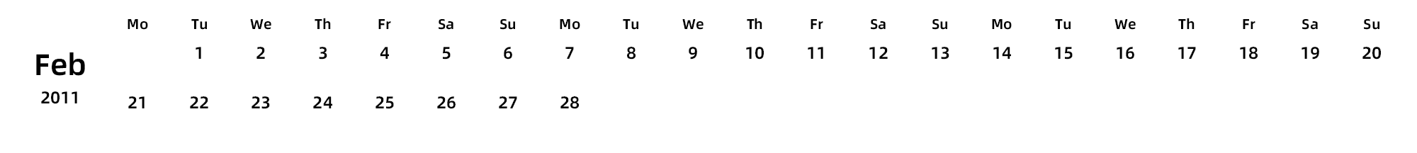 英文版 周一开始 带节假日调休安排