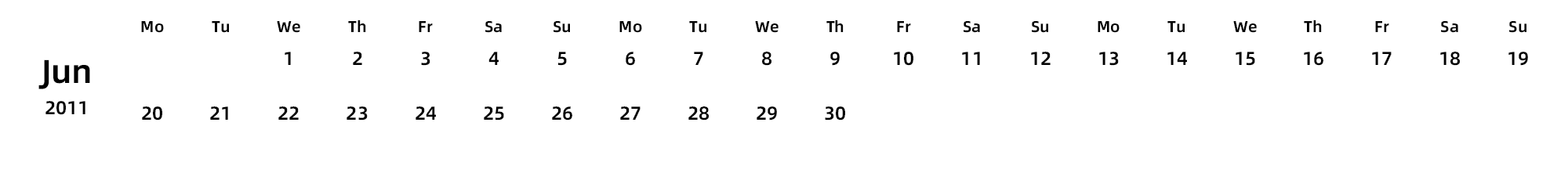 英文版 周一开始 带节假日调休安排