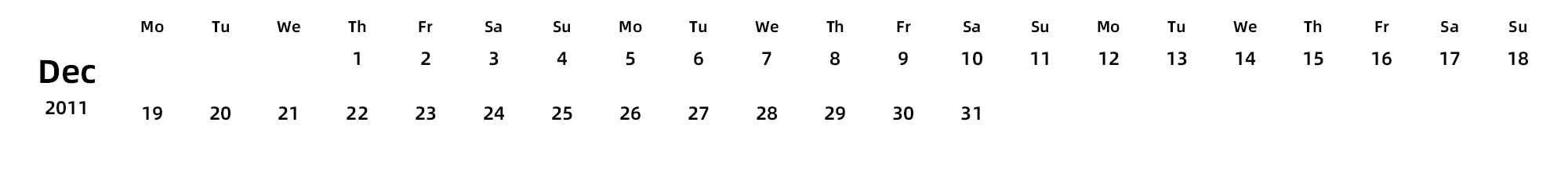 英文版 周一开始 带节假日调休安排