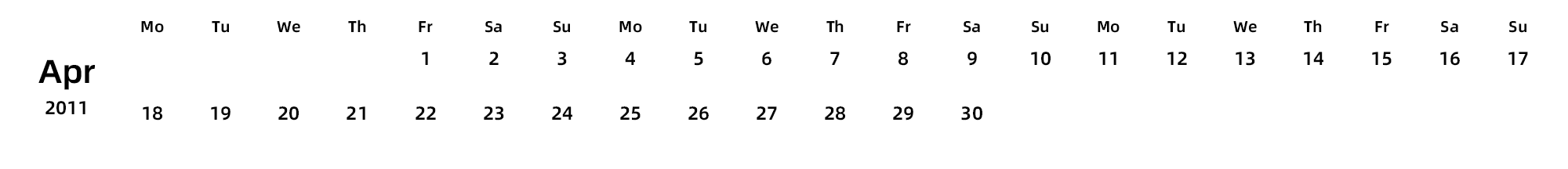 英文版 周一开始