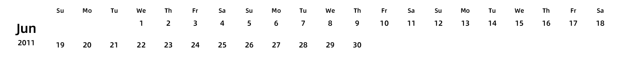 英文版 周日开始 带节假日调休安排