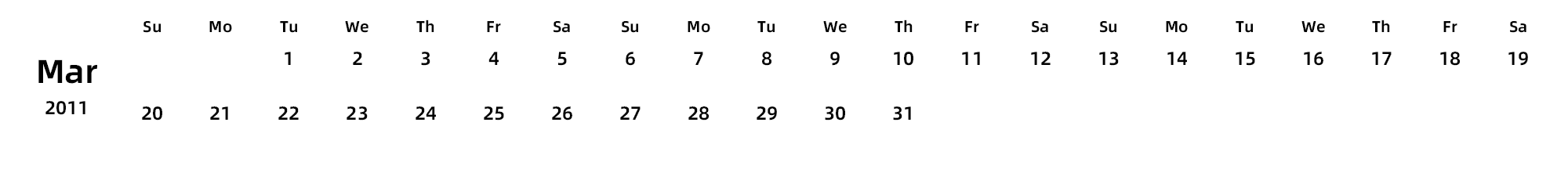 英文版 周日开始