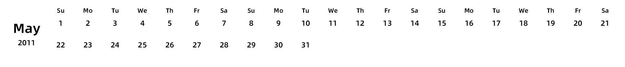 英文版 周日开始