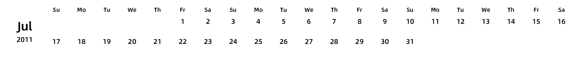 英文版 周日开始