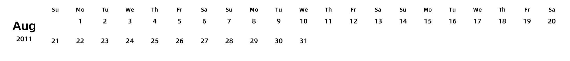 英文版 周日开始