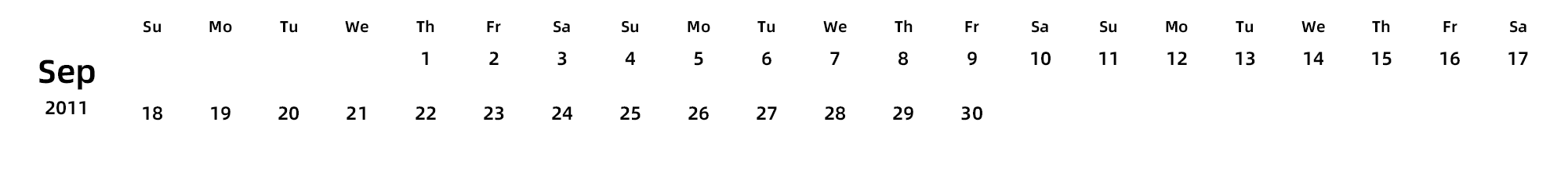 英文版 周日开始