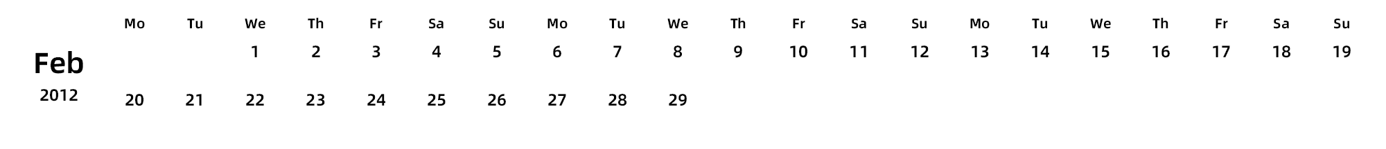英文版 周一开始 带节假日调休安排