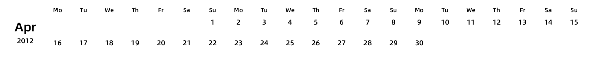 英文版 周一开始 带节假日调休安排