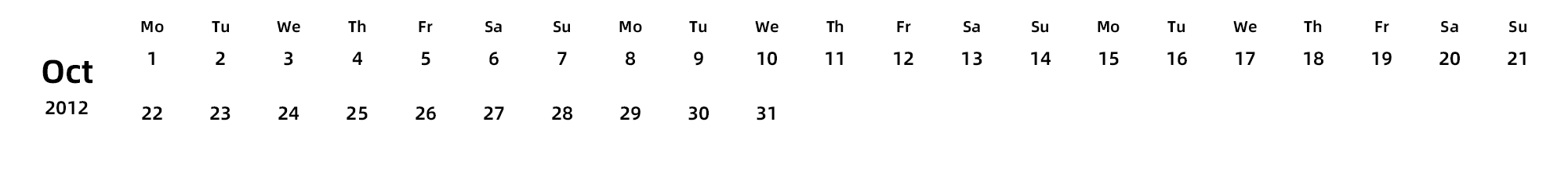 英文版 周一开始 带节假日调休安排