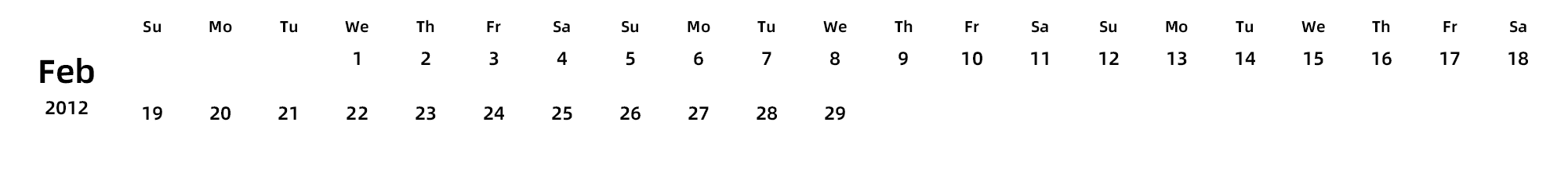 英文版 周日开始 带节假日调休安排