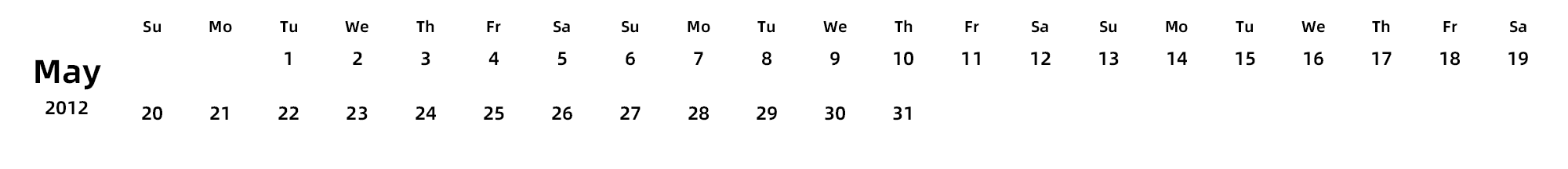 英文版 周日开始 带节假日调休安排