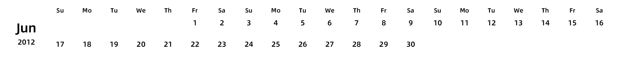 英文版 周日开始