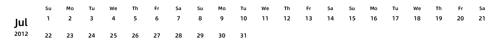 英文版 周日开始