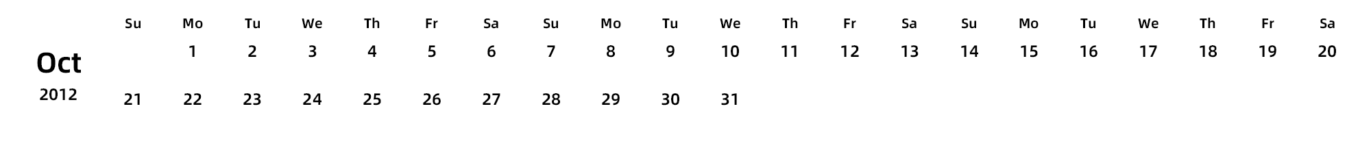 英文版 周日开始