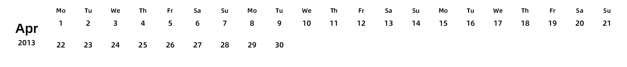 英文版 周一开始 带节假日调休安排