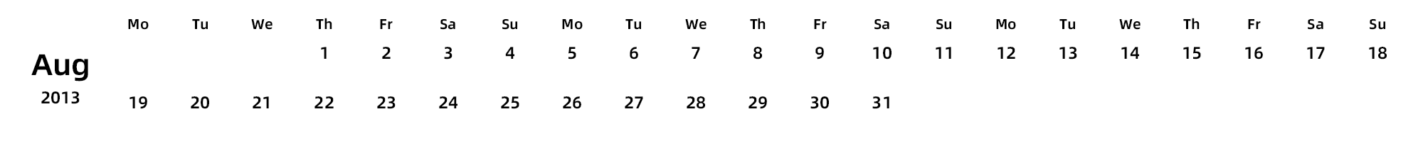英文版 周一开始 带节假日调休安排