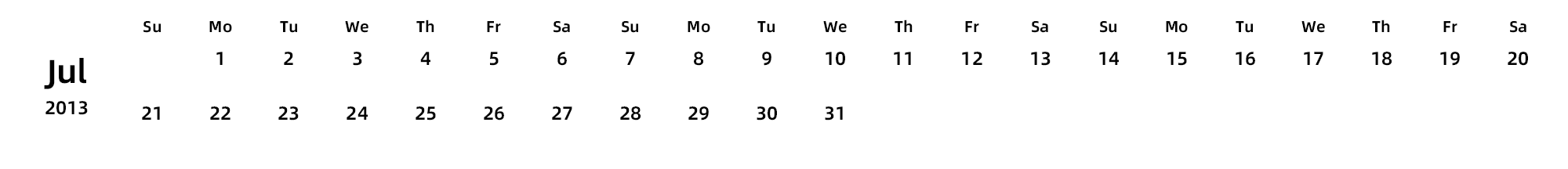 英文版 周日开始