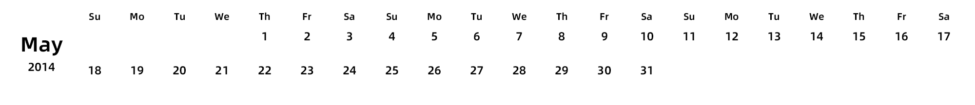英文版 周日开始 带节假日调休安排