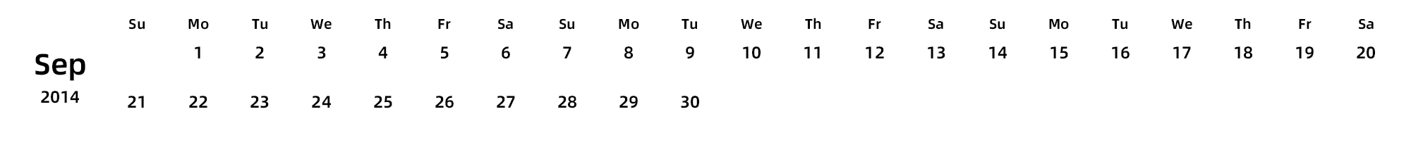 英文版 周日开始