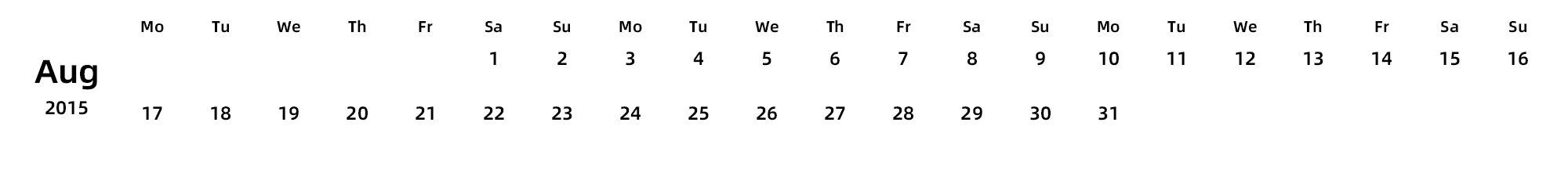 英文版 周一开始 带节假日调休安排
