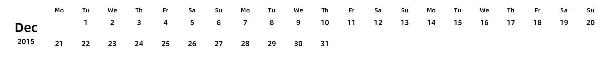 英文版 周一开始 带节假日调休安排