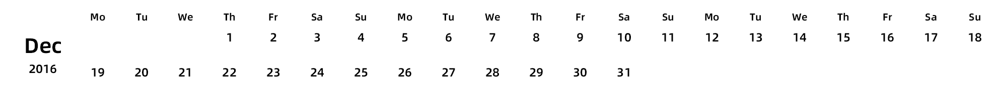 英文版 周一开始 带节假日调休安排