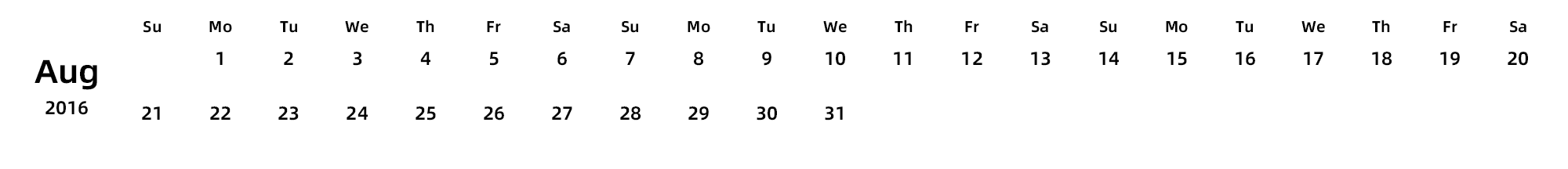英文版 周日开始