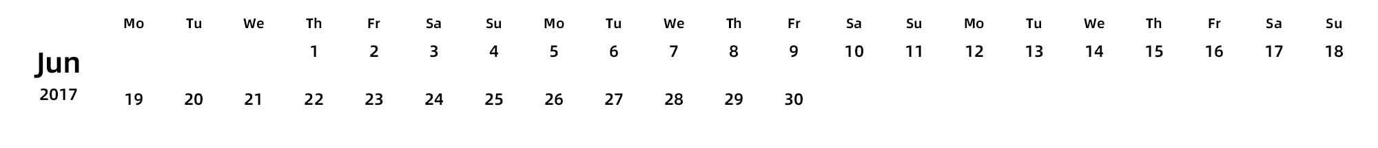 英文版 周一开始 带节假日调休安排