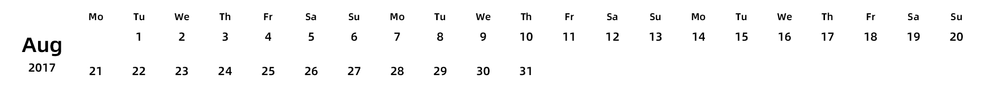 英文版 周一开始