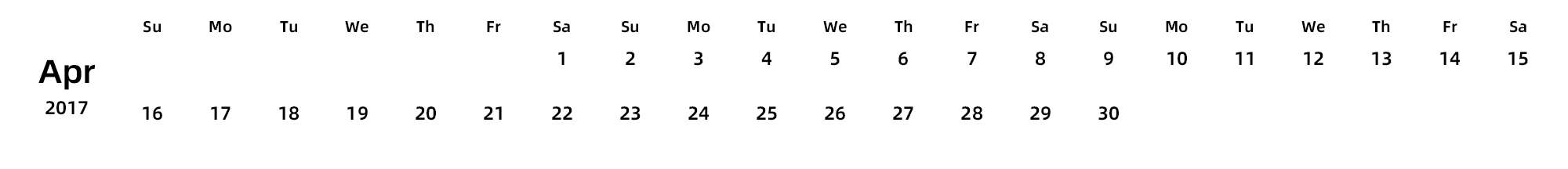 英文版 周日开始 带节假日调休安排