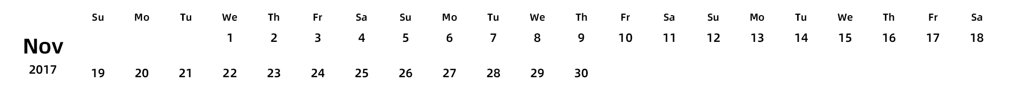 英文版 周日开始 带节假日调休安排