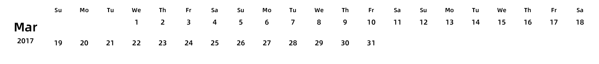 英文版 周日开始