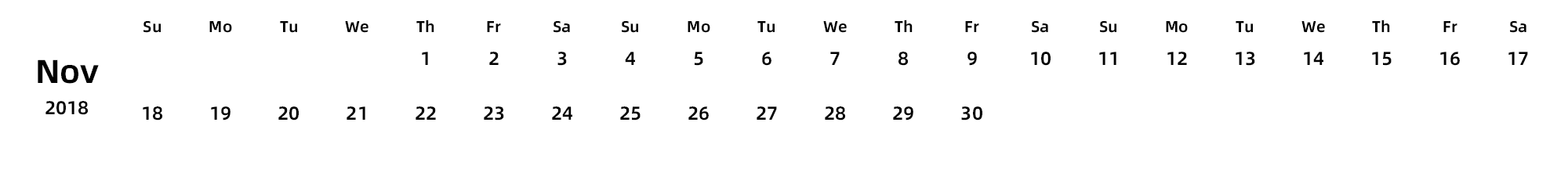 英文版 周日开始 带节假日调休安排
